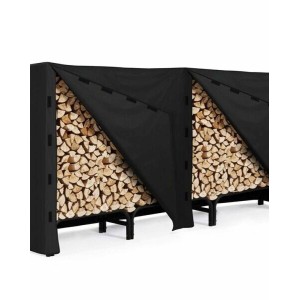 8ft Metal Firewood Rack with Waterproof Cover