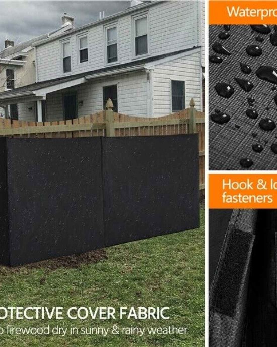 8ft Metal Firewood Rack with Waterproof Cover