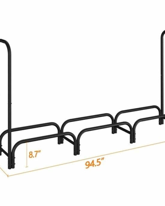 8ft Metal Firewood Rack with Waterproof Cover