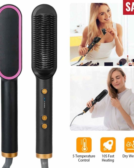Heated Hair Straightener Brush
