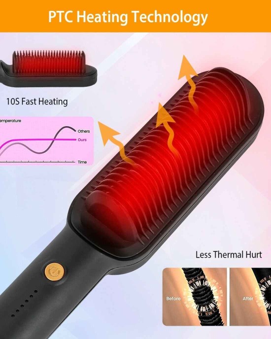 Heated Hair Straightener Brush
