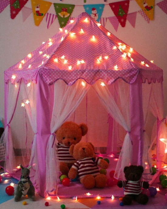 Pink Princess Play Tent w/ LED Lights