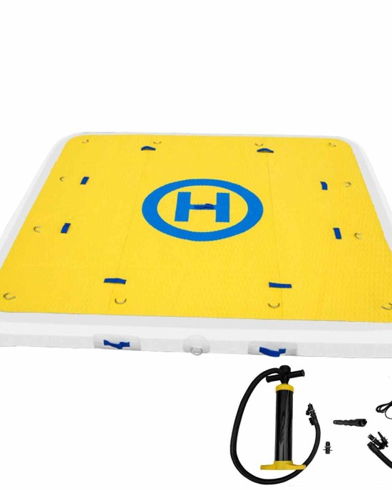 Inflatable Dock Float Platform 8' x 8' - w/2 Air Pumps