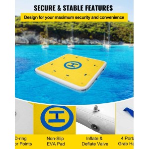 Inflatable Dock Float Platform 8' x 8' - w/2 Air Pumps