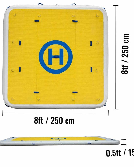 Inflatable Dock Float Platform 8' x 8' - w/2 Air Pumps