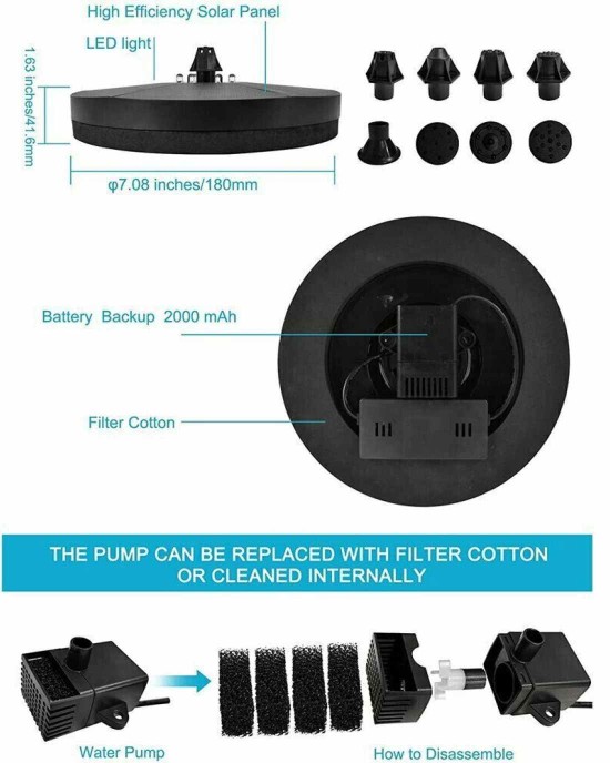 Floating LED Solar Powered Water Fountain