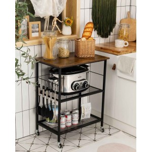 3 Tier Rolling Kitchen Cart & Microwave Stand
