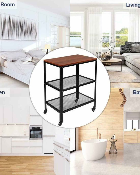 3 Tier Rolling Kitchen Cart & Microwave Stand