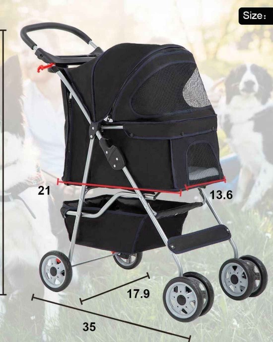 Folding Pet Dog & Cat Stroller