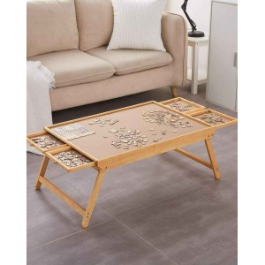 Wooden Puzzle Table with Folding Legs