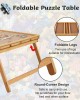 Wooden Puzzle Table with Folding Legs