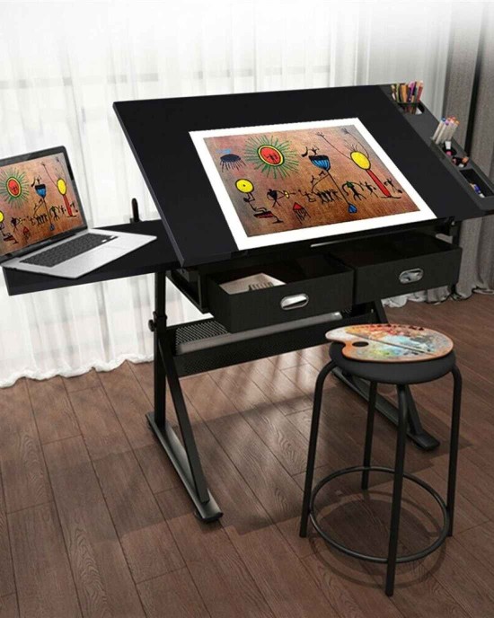 Adjustable Craft & Drawing Table With Storage