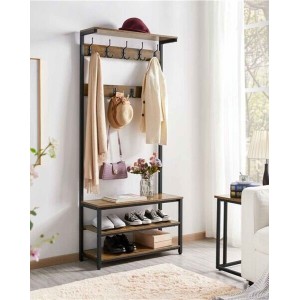 Entryway Coat Rack & Shoe Storage Bench