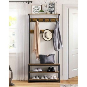 Entryway Coat Rack & Shoe Storage Bench
