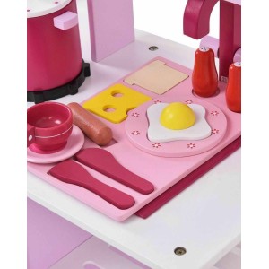 Toddler Wooden Play Kitchen Set - Pink