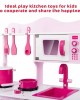 Toddler Wooden Play Kitchen Set - Pink