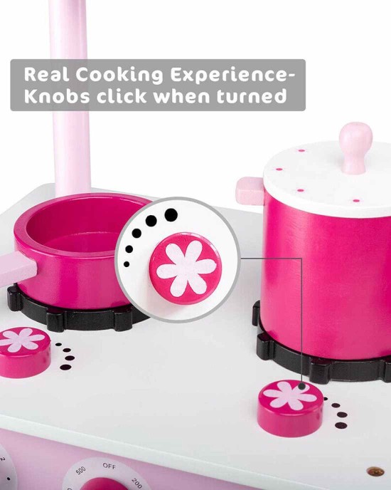 Toddler Wooden Play Kitchen Set - Pink