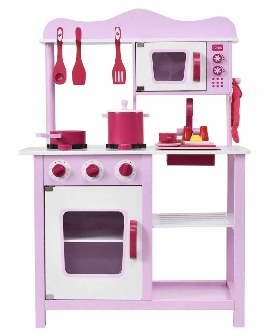 Toddler Wooden Play Kitchen Set - Pink