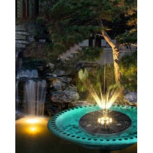 Floating LED Solar Powered Water Fountain - Yellow Light