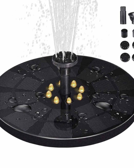 Floating LED Solar Powered Water Fountain - Yellow Light