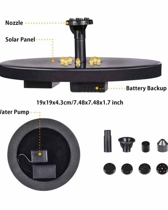 Floating LED Solar Powered Water Fountain - Yellow Light