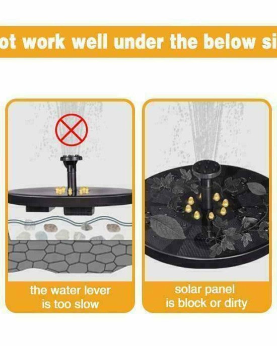 Floating LED Solar Powered Water Fountain - Yellow Light