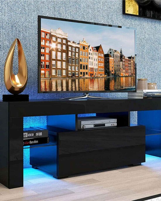 Modern TV Stand With Storage & LED Lighting