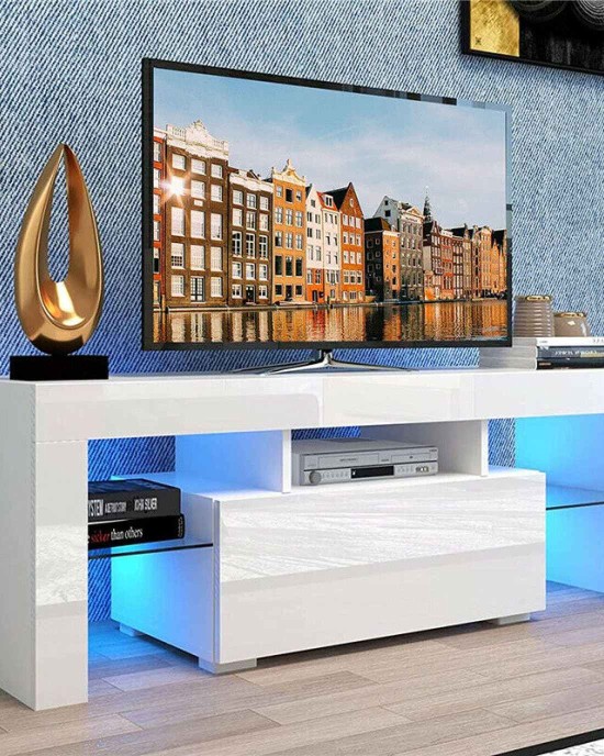 Modern TV Stand With Storage & LED Lighting