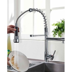 Chrome Pull Down Kitchen Faucet With Sprayer