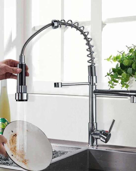 Chrome Pull Down Kitchen Faucet With Sprayer
