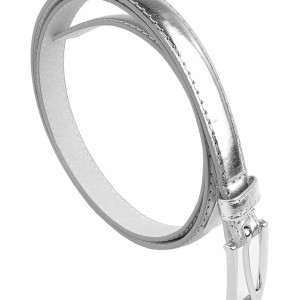 Women Skinny PU Leather Dress Belt Polished Buckle Belle Donne