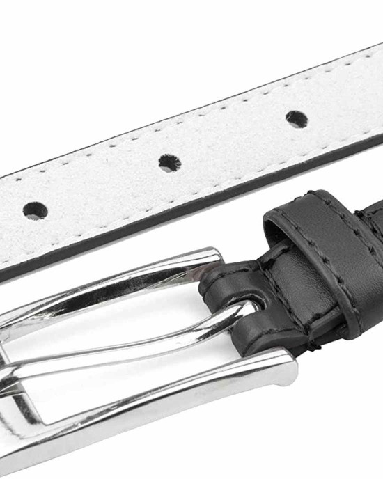 Women Skinny PU Leather Dress Belt Polished Buckle Belle Donne