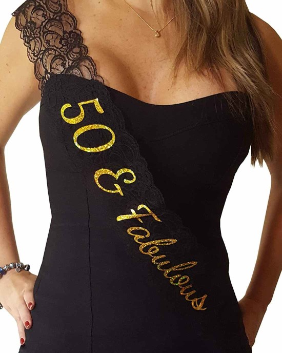 50 & Fabulous Lace Sash - 50th Birthday Sash