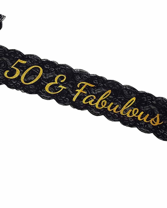 50 & Fabulous Lace Sash - 50th Birthday Sash