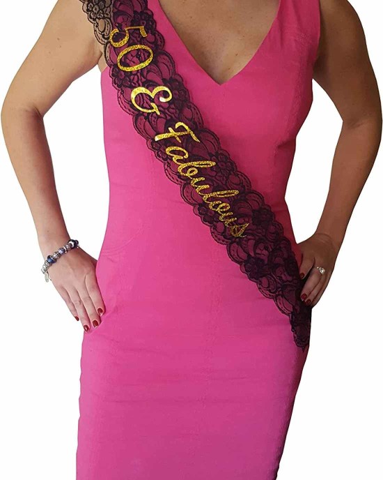 50 & Fabulous Lace Sash - 50th Birthday Sash