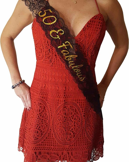 50 & Fabulous Lace Sash - 50th Birthday Sash
