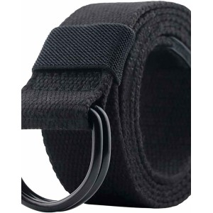 Canvas Belt, Web Belt for Men/Women with Metal Double D Ring Buckle 1 1/2" Wide
