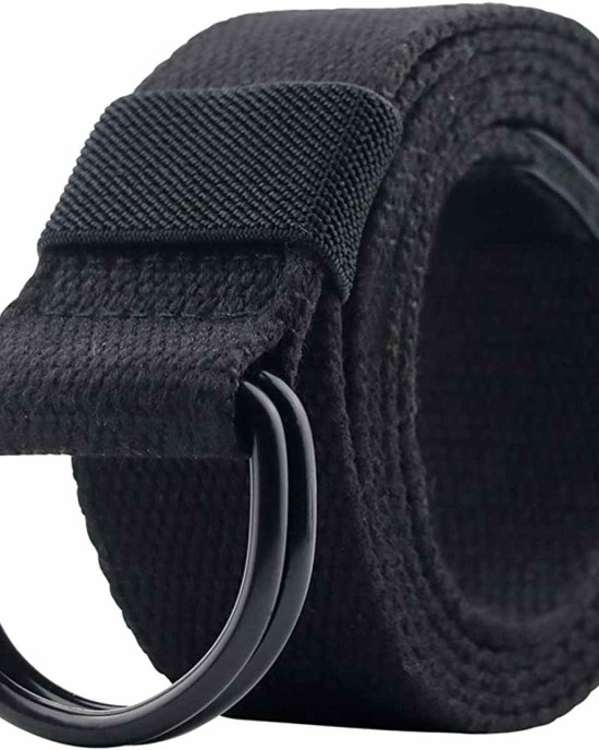 Canvas Belt, Web Belt for Men/Women with Metal Double D Ring Buckle 1 1/2" Wide