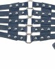 Fashion Women's PU Leather Wide Waist Belt Hollow Out Rivets Stretch Cinch Waistband