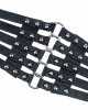 Fashion Women's PU Leather Wide Waist Belt Hollow Out Rivets Stretch Cinch Waistband