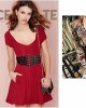 Fashion Women's PU Leather Wide Waist Belt Hollow Out Rivets Stretch Cinch Waistband
