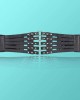 Fashion Women's PU Leather Wide Waist Belt Hollow Out Rivets Stretch Cinch Waistband