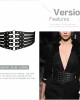 Fashion Women's PU Leather Wide Waist Belt Hollow Out Rivets Stretch Cinch Waistband