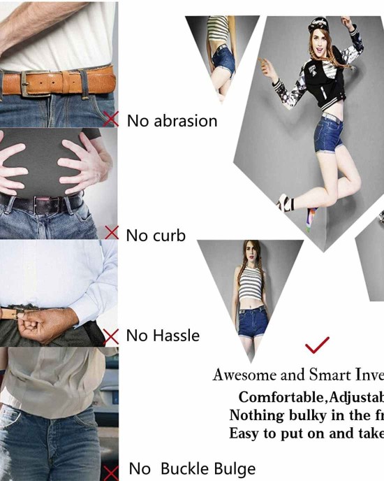 No Buckle Stretch Belt For Women Men Elastic Waist Belt Up to 72 Inch for Jeans Pants