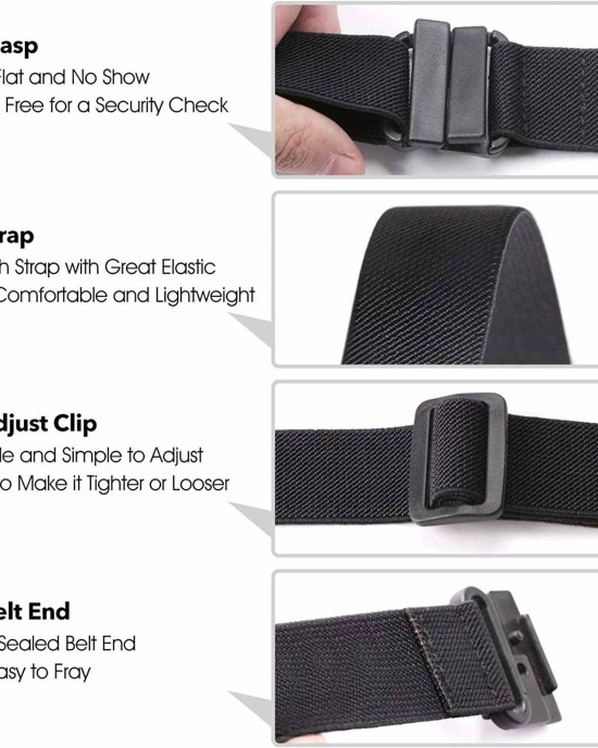 No Show Women Stretch Belt Invisible Elastic Web Strap Belt with Flat Buckle for Jeans Pants Dresses