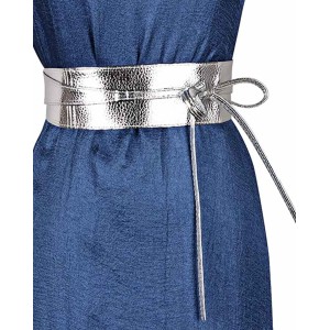 ICSTH Womens Soft Faux Leather Self Tie Wrap Around Obi Waist Band Cinch Belt