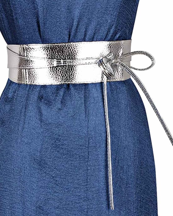 ICSTH Womens Soft Faux Leather Self Tie Wrap Around Obi Waist Band Cinch Belt