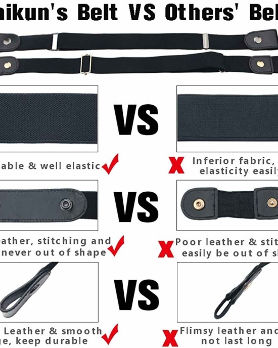 No Buckle Women/Men Stretch Belt, Invisible Elastic Belt for Jeans Pants Dresses