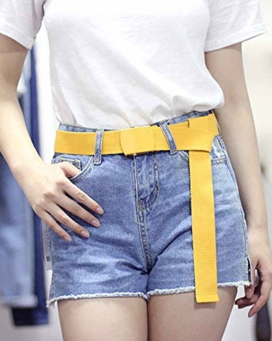 Womens Canvas Belts Nylon Military Tactical Wrap Belt With Medal Buckle Candy color