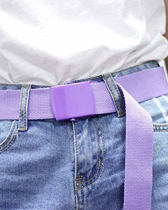 Womens Canvas Belts Nylon Military Tactical Wrap Belt With Medal Buckle Candy color